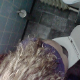 A hidden camera mounted in the ceiling of a ladies restroom records an unsuspecting blonde girl taking a shit. Her turd is clearly seen when she stands up after wiping her ass. About 2 minutes.